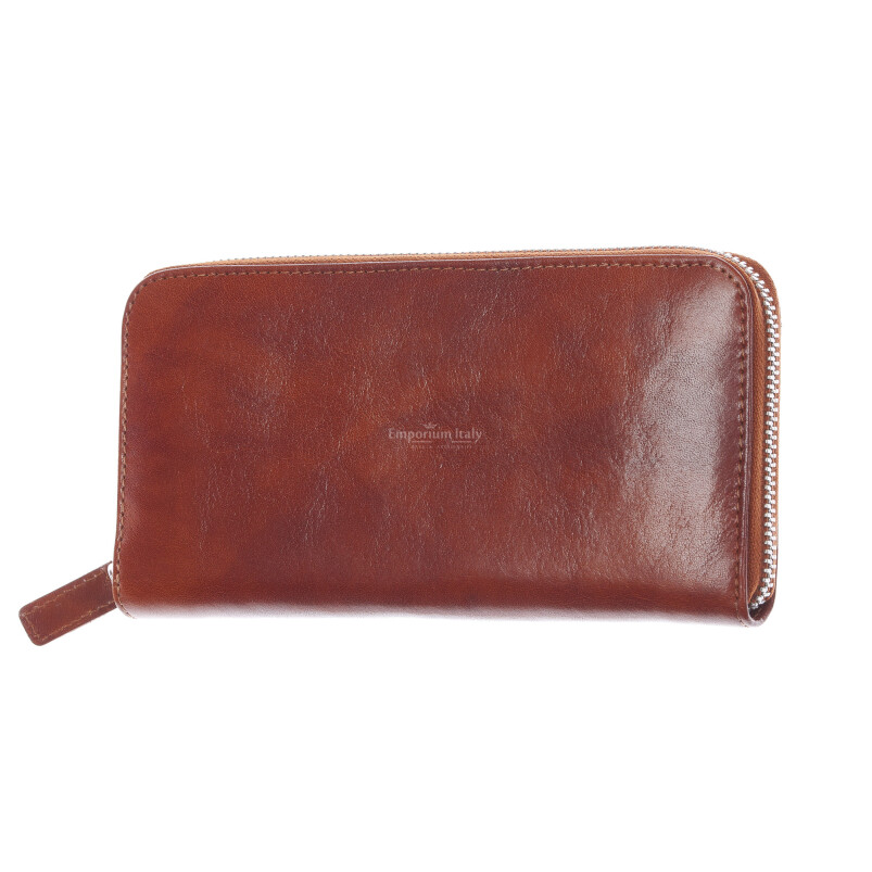 PARAGUAY: мужской кожаный кошелек макси, цвет: светло-коричневый, сделано в Италии 