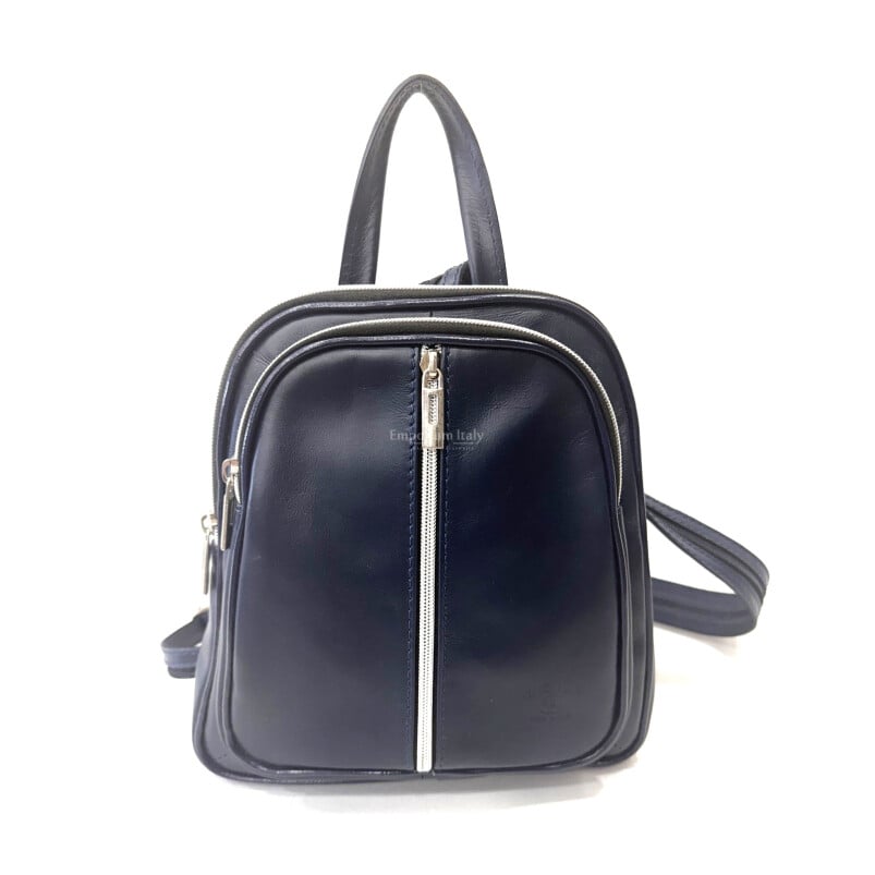 blue leather backpack womens Sierra Laptop for Women, Handwoven cowhide leather with a unique washed process Small Navy Blue Leather Backpack