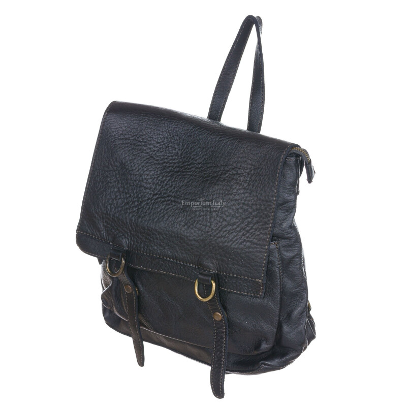 Borza zaino donna MONTE SOLENNE, in vera pelle vintage, colore MARRONE, CHIARO SCURO, Made in Italy