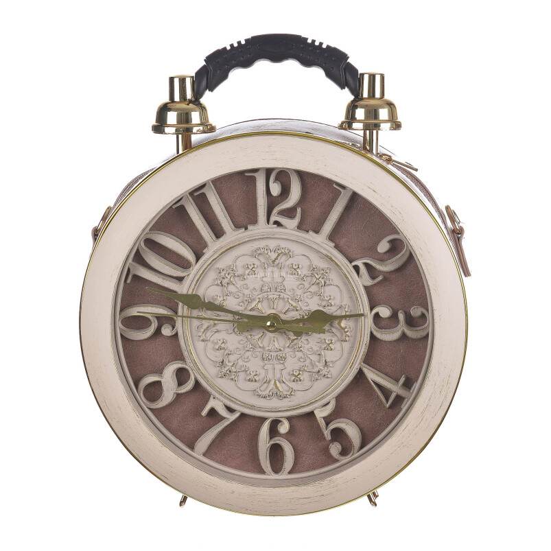 Borsa Ben Numbers con orologio funzionante con tracolla, in Stile Steampunk, ecopelle, colore rosa, ARIANNA DINI DESIGN
