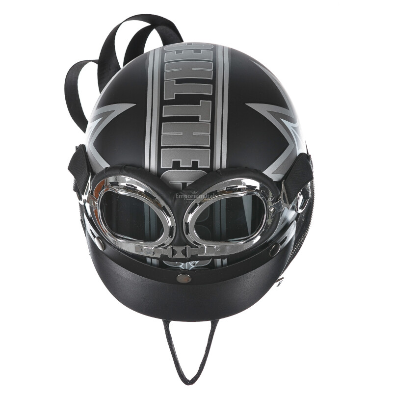 Borsa zaino Eros casco con tracolla, in Stile Steampunk, ecopelle, colore nero e girgio, ARIANNA DINI DESIGN