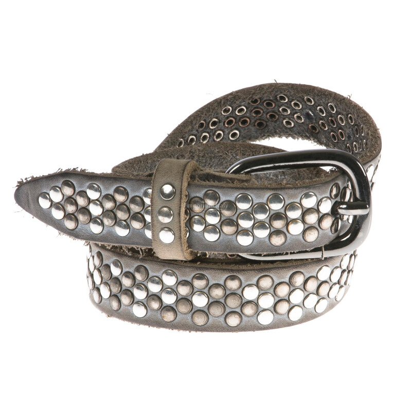 Cintura donna in vera pelle mod. BARCELLONA colore GRIGIO con borchie random Made in Italy