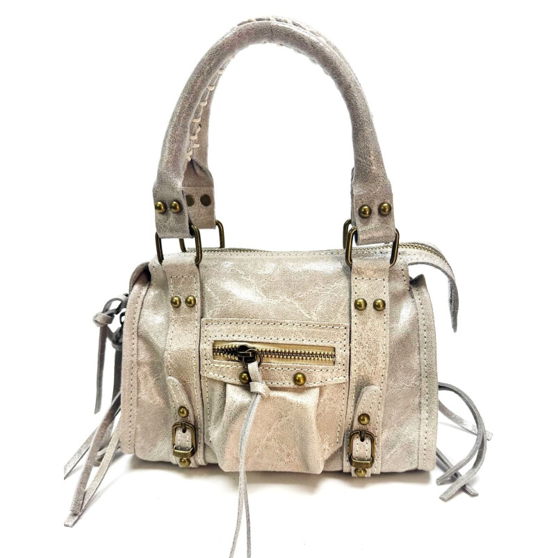 Borsa a spalla da donna in vera pelle CHARLOTTE MINI, colore GIALLO, CHIAROSCURO, Made in Italy
