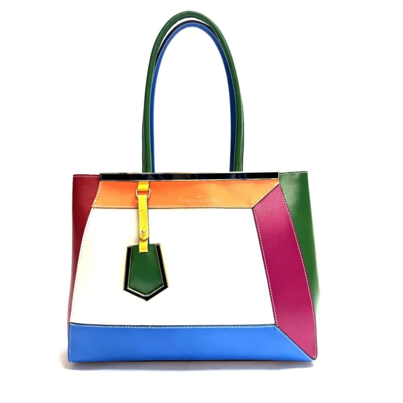 Borsa donna in vera pelle CHIAROSCURO mod. HANA colore MULTICOLORE / ESTIVO Made in Italy