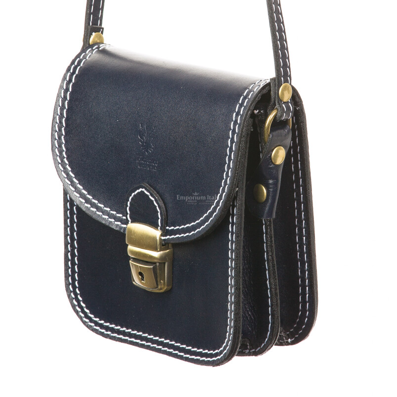 Mens genuine leather bag CHIAROSCURO mod. MASSIMO, BLUE, Made in Italy.