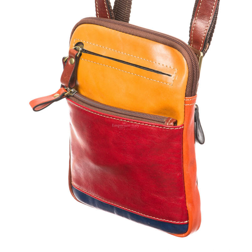 Mens genuine leather bag SANTINI mod. AGOSTINO, MULTICOLOR, Made in Italy.