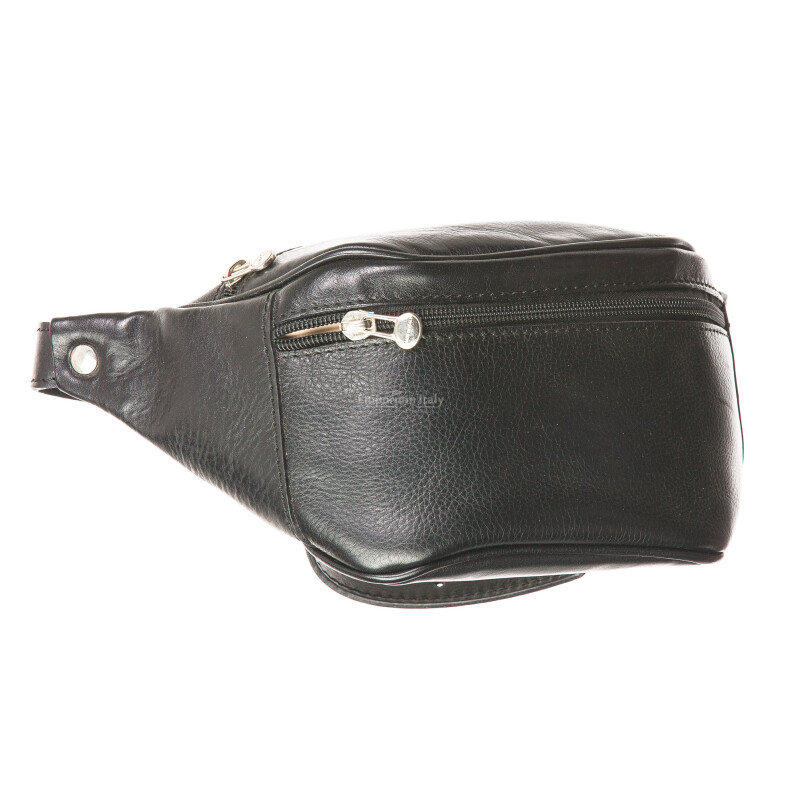 Mens genuine leather bag CHIAROSCURO mod. CORRADO, BLACK, Made in Italy.