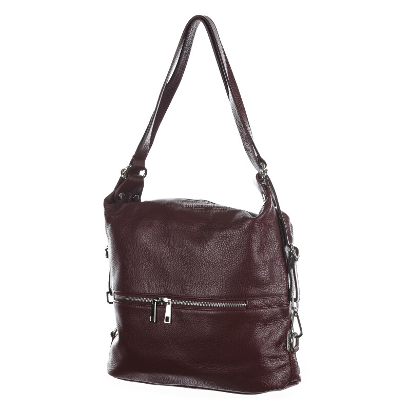 MONTE SIERRA : ladies backpack, soft leather, color : BORDEAUX, Made in Italy