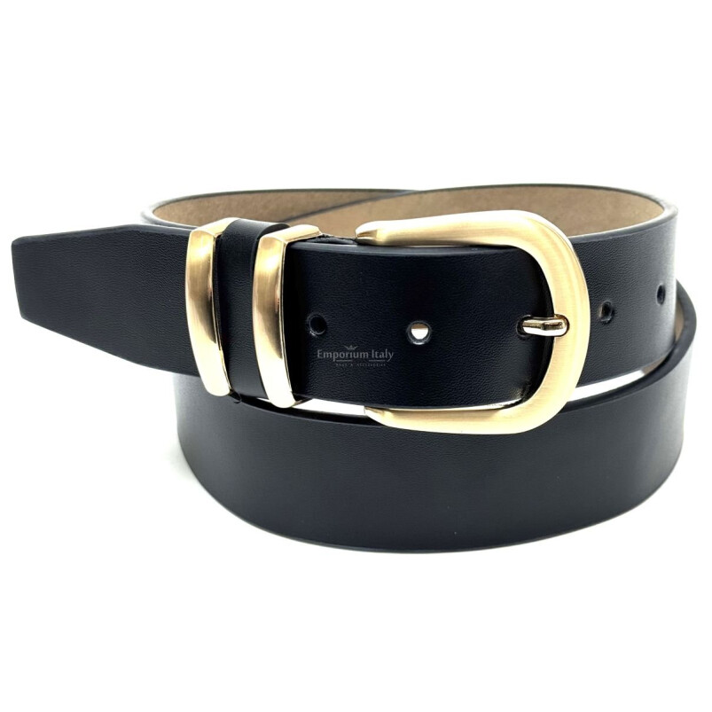 Cintura donna in vera pelle CHIAROSCURO mod. DRESDA colore blu, Made in Italy