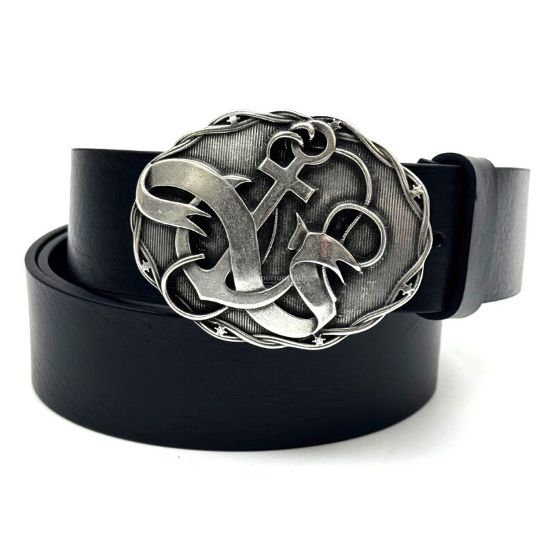 Cintura in vera pelle da uomo AUSTIN, colore NERO, fibbia in metallo, CHIAROSCURO, Made in Italy