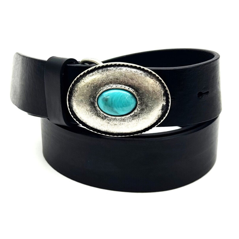Cintura in vera pelle da uomo AUSTIN, colore NERO, fibbia in metallo, CHIAROSCURO, Made in Italy