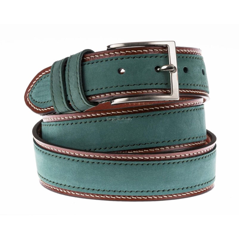 Cintura uomo in vera pelle MONTECCHIO, colore TESTA MORO, CHIAROSCURO, Made in Italy