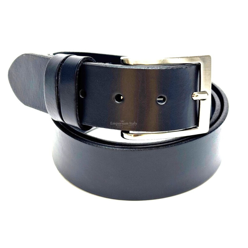 Cintura uomo in vera pelle LODI, colore CELESTE, EMPORIUM ITALY, Made in Italy