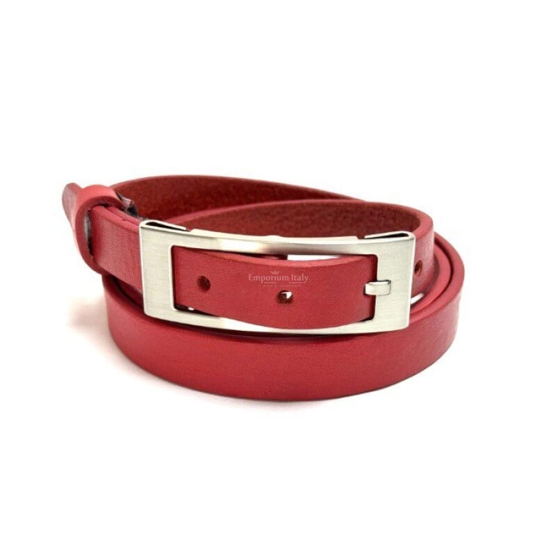 Cintura donna in vera pelle CHIAROSCURO mod. CARRARA colore ROSSO, Made in Italy