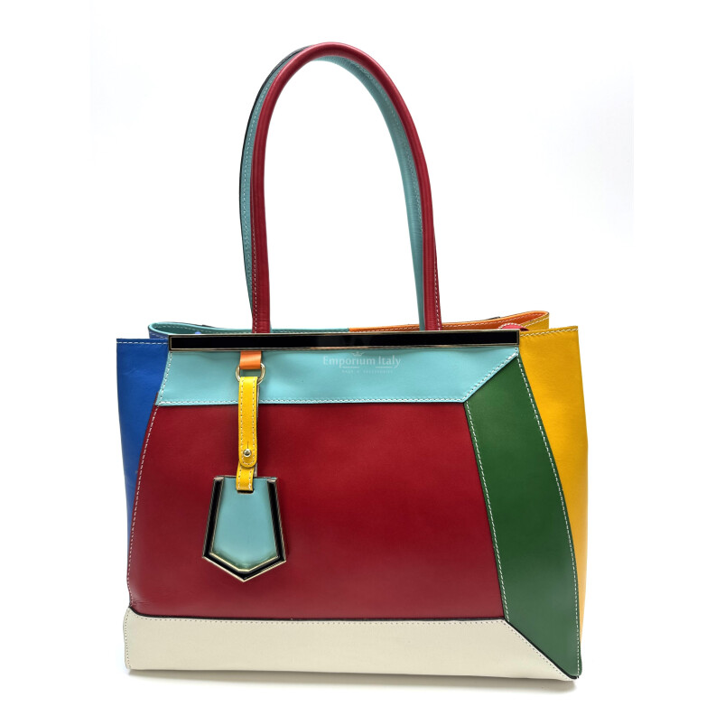 Borsa donna in vera pelle CHIAROSCURO mod. HANA colore MULTICOLORE / ESTIVO Made in Italy