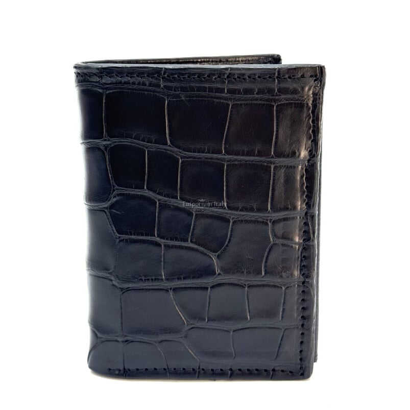 MARATEA: portafoglio uomo in pelle di COCCODRILLO, colore: NERO, Made in Italy