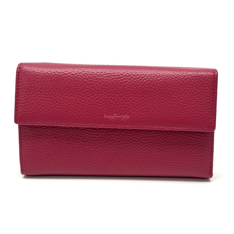 Portafoglio donna in vera pelle tradizionale SANTINI mod MARGHERITA colore FUCSIA Made in Italy. (Portafoglio)