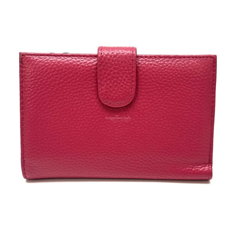 Ladies wallet in genuine traditional leather SANTINI mod NINFEA color FUCHSIA, Made in Italy.