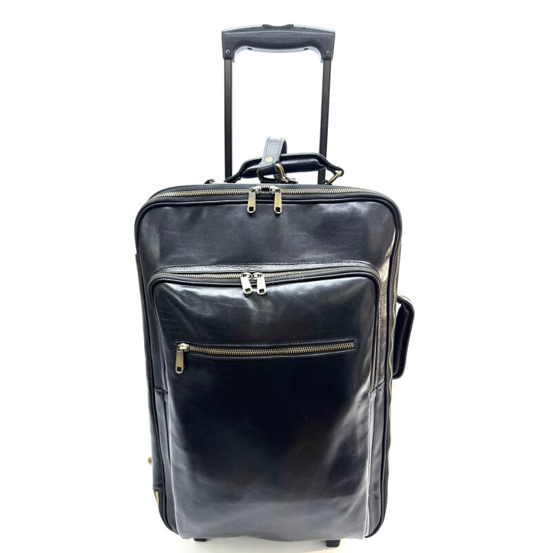 Trolley in vera pelle CHIAROSCURO mod. TICINO colore NERO Made in Italy - P000410