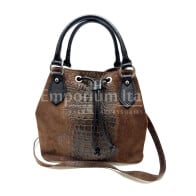 Genuine leather crossbody bag BELINDA MAXI, color BLACK