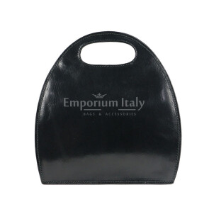 Borsa donna in vera pelle CHIAROSCURO mod. WINONA, colore NERO, Made in Italy.
