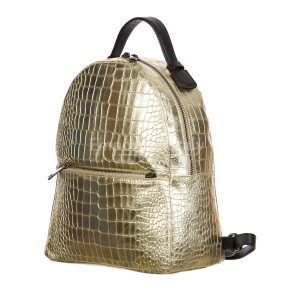 Monte NEVIS : ladies backpack, soft leather, color : GOLD, Made in Italy