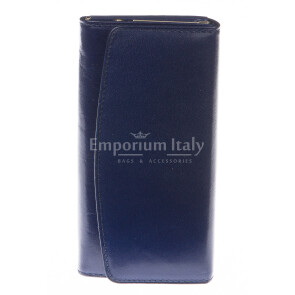 Portafoglio donna in vera pelle tradizionale SANTINI mod GLADIOLO colore BLU Made in Italy.