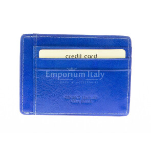 Portatessere - Carte di Credito unisex in vera pelle HONG KONG, colore BLU, EMPORIO TITANO, MADE IN ITALY
