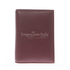 Mens / Ladies cardholder in genuine traditional leather SANTINI mod SLOVENIA, color VINOUS, Made in Italy.