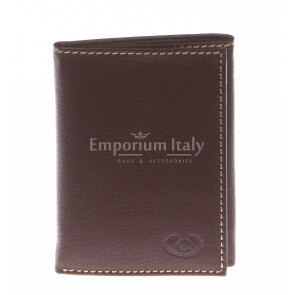 Mens wallet in genuine sauvage leather CHIAROSCURO, mod AUSTRALIA, color BROWN, Made in Italy.