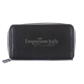COSENZA: maxi portafoglio / clutch uomo in cuoio, colore: NERO, Made in Italy (Portafoglio)