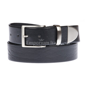 FIUMICINO: men's leather belt, color: BLACK, Made in Italy