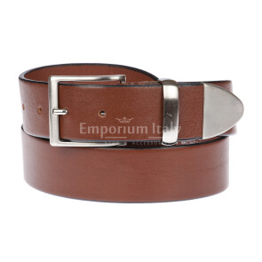 FIUMICINO: men's leather belt, color: BROWN, Made in Italy