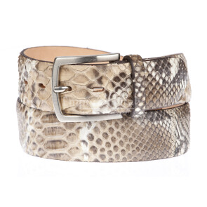 PALMANOVA: man's / ladies belt in python leather, CITES certificate, color: STONE, Made in Italy