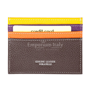 Porta tessere - carte di credito uomo / donna in vera pelle tradizionale SANTINI mod BELGIO, MULTICOLORE/GIALLO/VIOLA/ARANCIONE/BEIGE, Made in Italy.