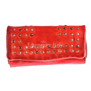 GABICCE: portafoglio in vera pelle tamponata di alta qualità realizzato artigianalmente, colore ROSSO, Chiaroscuro Made in Italy