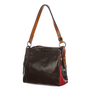 ORNELLA : borsa donna a spalla in cuoio, colore : TESTAMORO, Made in Italy