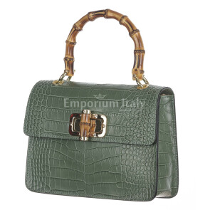Genuine leather bag GENNY, color MINT GREEN, CHIAROSCURO, Made in Italy