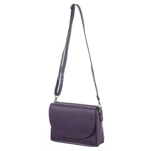 Genuine leather shoulder bag RACHELE, color PURPLE, CHIAROSCURO, MADE IN ITALY