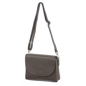 Genuine leather shoulder bag RACHELE, color TAUPE, CHIAROSCURO, MADE IN ITALY