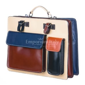 ELVI XXL base Miele: Cartella ufficio/lavoro in vera pelle CHIAROSCURO, Made in Italy adatta a computer Pc portatile 15 pollici, brochure grandi, cartelle e fogli formato A3