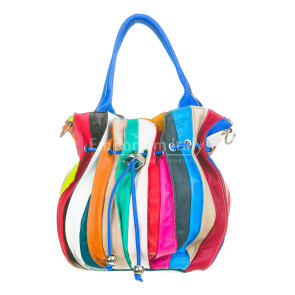 Женская сумка из натуральной кожи мод. SABRINA цвет MULTICOLOR - ручки светло-голубые, CHIAROSCURO, производство Италия.