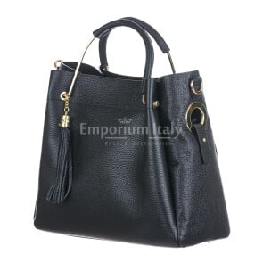 Borsa donna KAROLINA a spalla in vera pelle rigida, colore BORDEAUX, CHIARO SCURO, Made in Italy