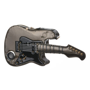 Borsa Guitar Shana con casse funzionanti, con tracolla, Cosplay Steampunk, ecopelle, colore taupe, ARIANNA DINI DESIGN