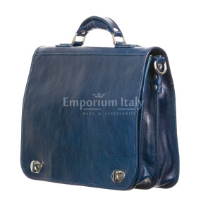 офисный мужской портфель/деловая женская сумка  из кожи CHIAROSCURO мод. GIORGIO, цвет СИНИЙ, Made in Italy.