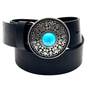 Cintura in vera pelle da uomo AUSTIN, colore NERO, fibbia in metallo, CHIAROSCURO, Made in Italy.