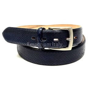 Cintura uomo BEIRUT C30, vera pelle pitone CITES, colore BLU, ELIO ZAGATO, Made in Italy