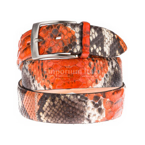 Cintura uomo BEIRUT C34, vera pelle pitone, colore ARANCIONE, ELIO ZAGATO, Made in Italy