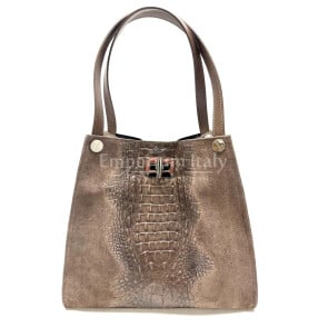CORINNE: borsa donna a spalla, semirigida, pelle morbida, colore: BLU, Made in Italy