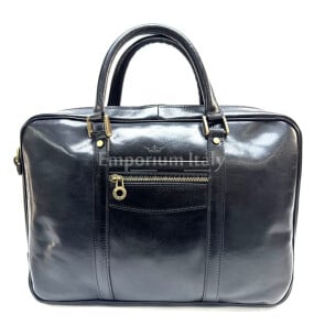 MURES : cartella ufficio / borsa lavoro, uomo - donna, in cuoio, colore: nero, Made in Italy.